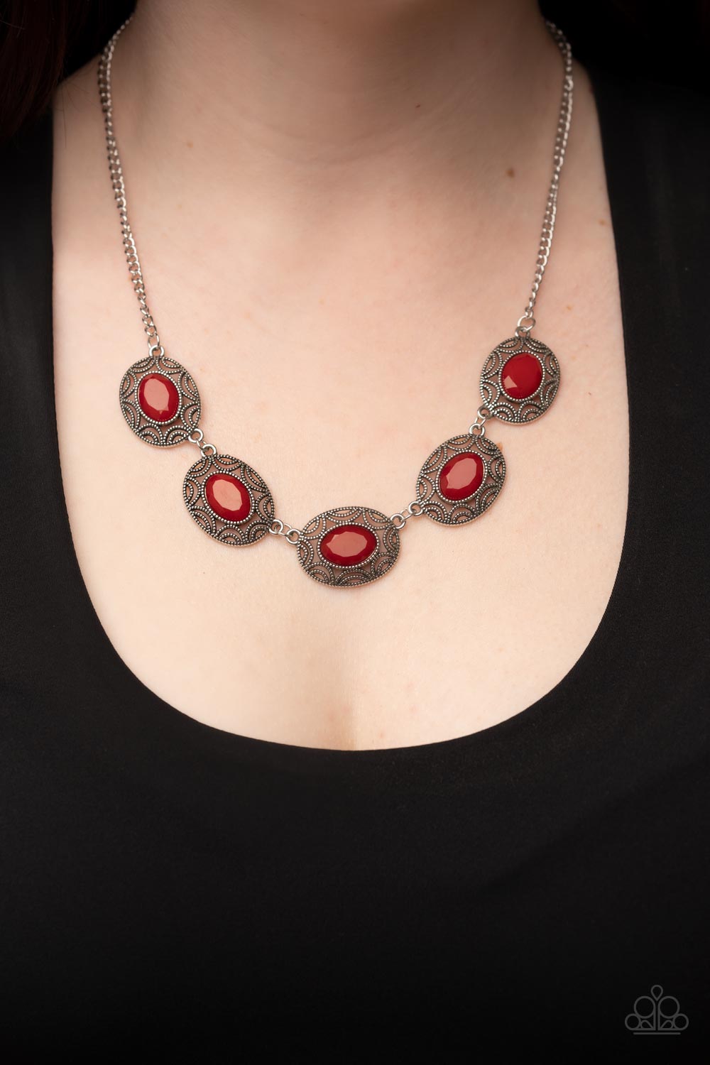 Sunshiny Shimmer - Red Necklace Earring Set