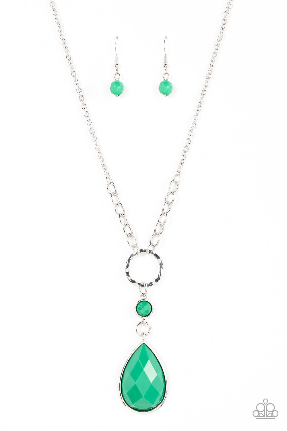 Valley Girl Glamour - Green Necklace Earring Set