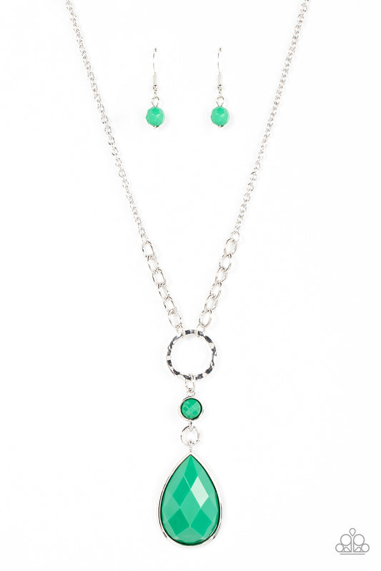 Valley Girl Glamour - Green Necklace Earring Set