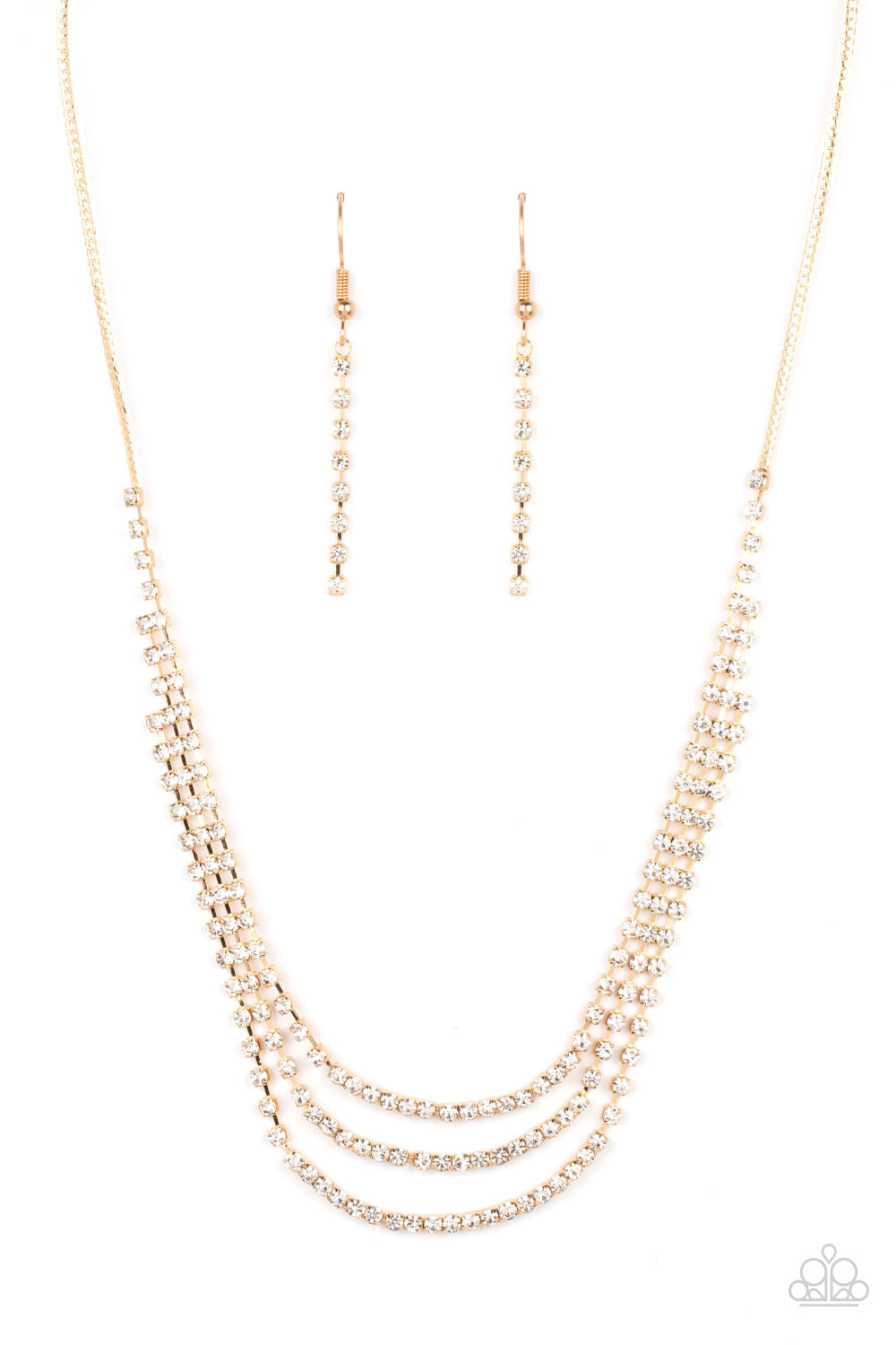 Surreal Sparkle - Gold Necklace Earring Set