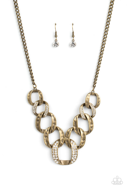 Bombshell Bling - Brass Necklase Earring Set