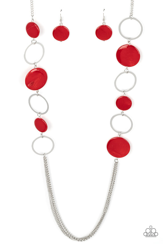 Beach Hub - Red Necklace Earring Set