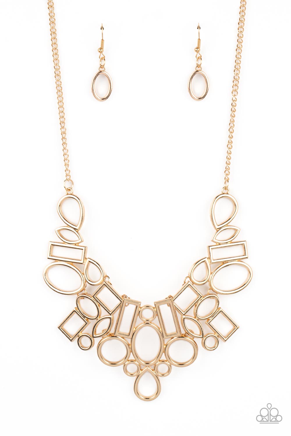 Geometric Grit - Gold Necklace Earring Set