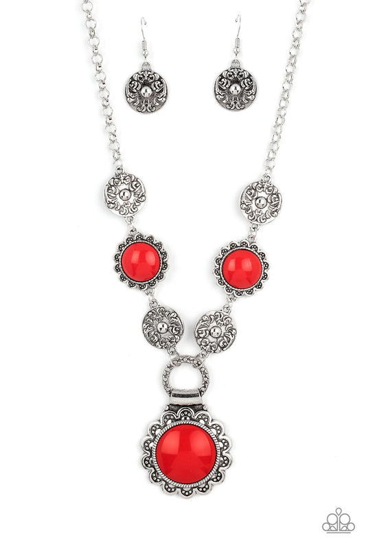 Poppy Persuasion - Red Necklace Earring Set