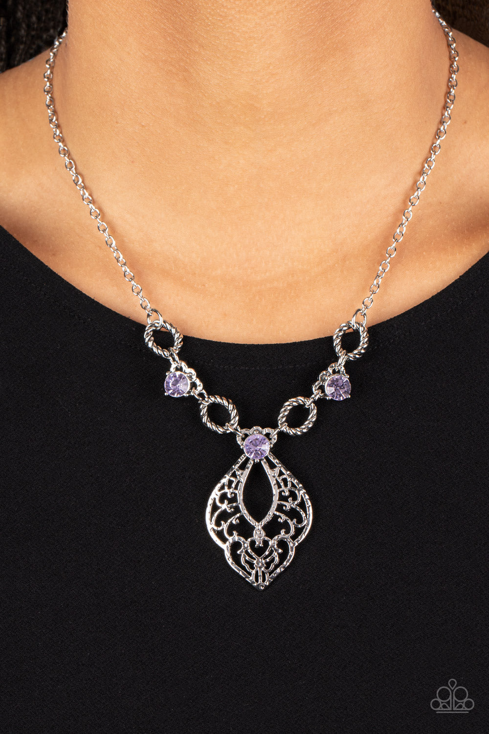 Contemporary Connections - Purple Necklace Earring Set