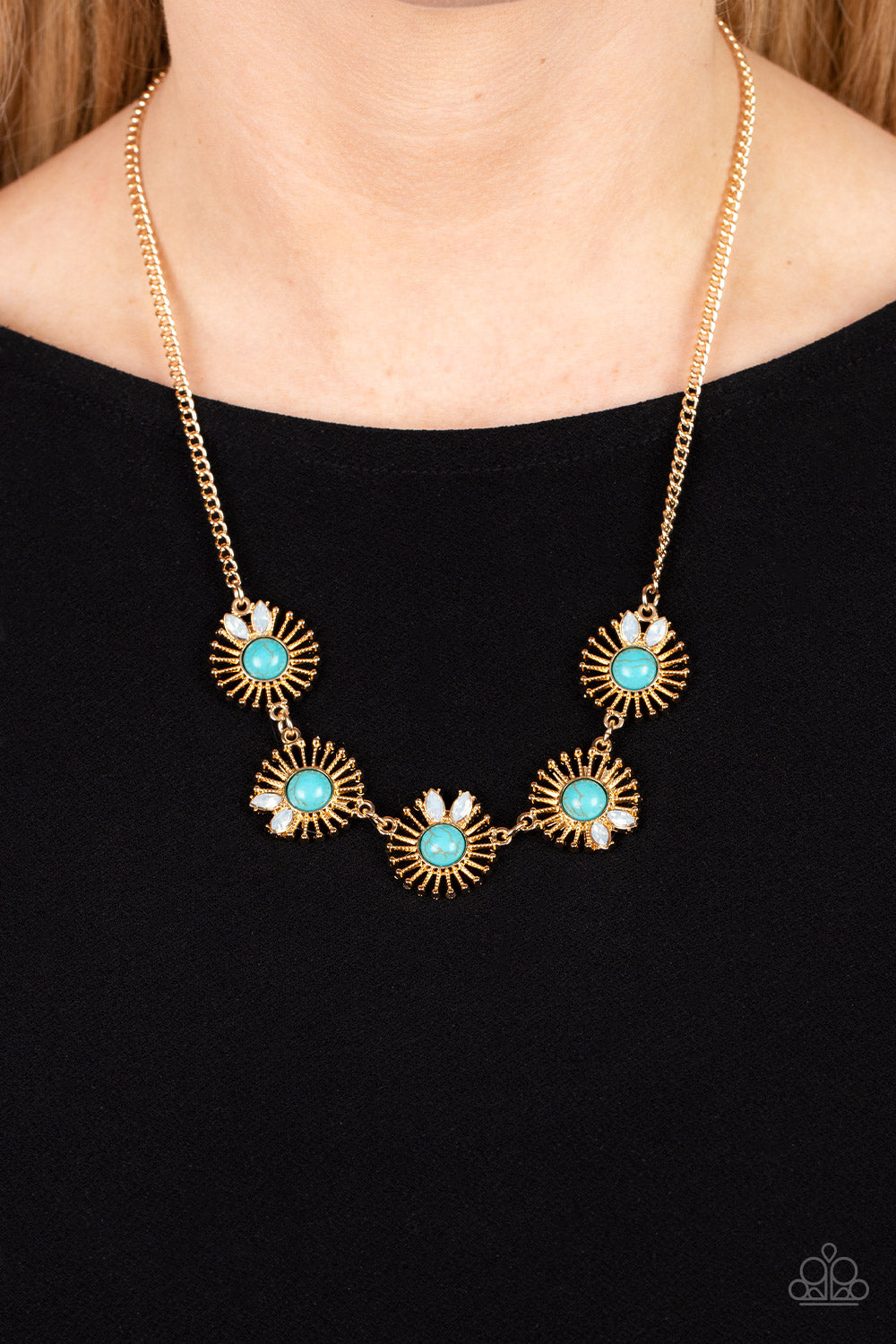 Fully Solar-Powered - Gold Necklace Earring Set