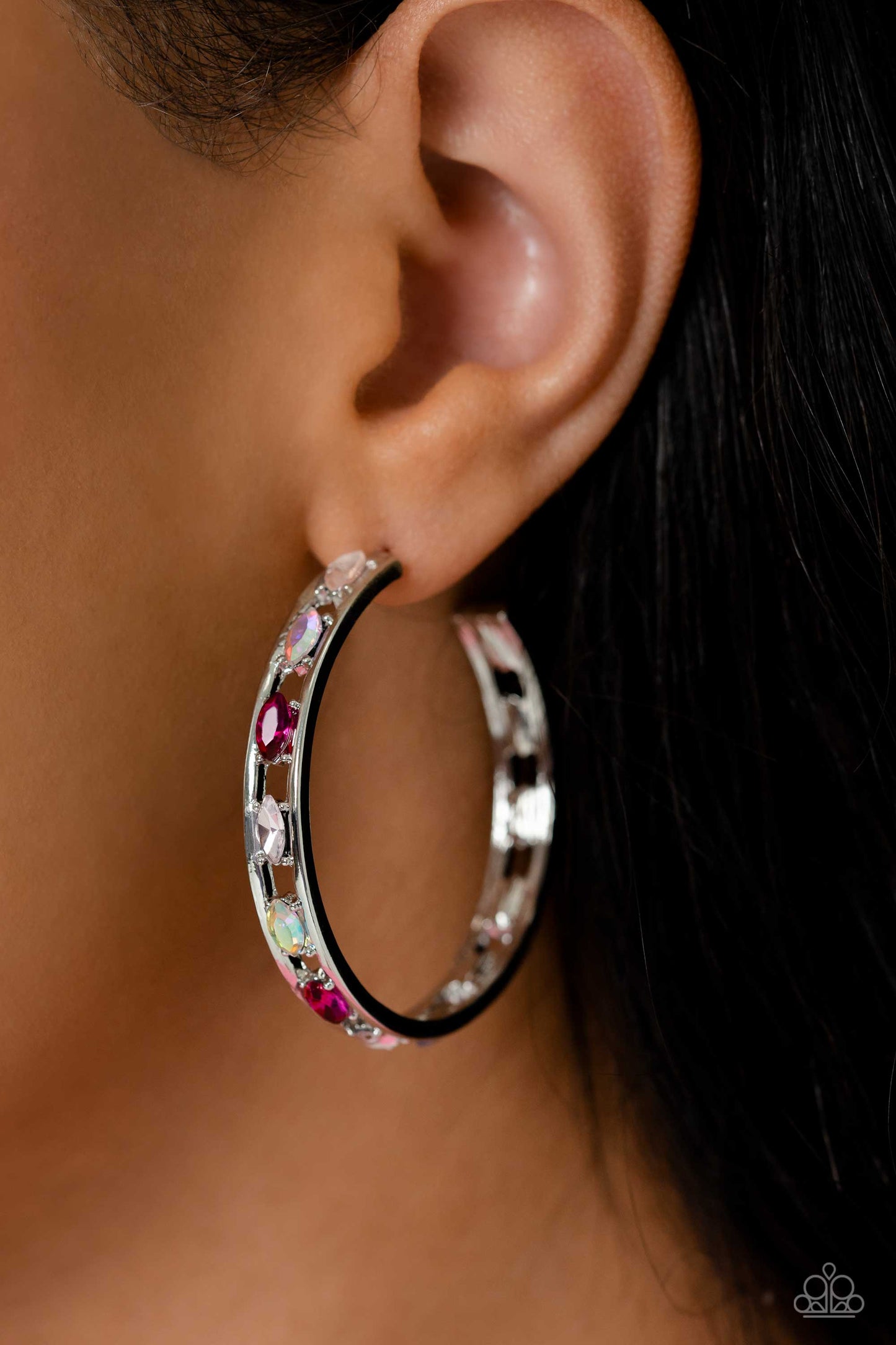 The Gem Fairy - Pink  Hoop Earring