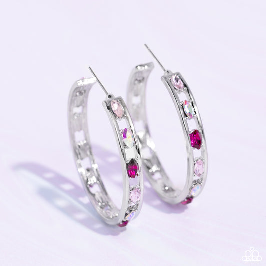 The Gem Fairy - Pink  Hoop Earring