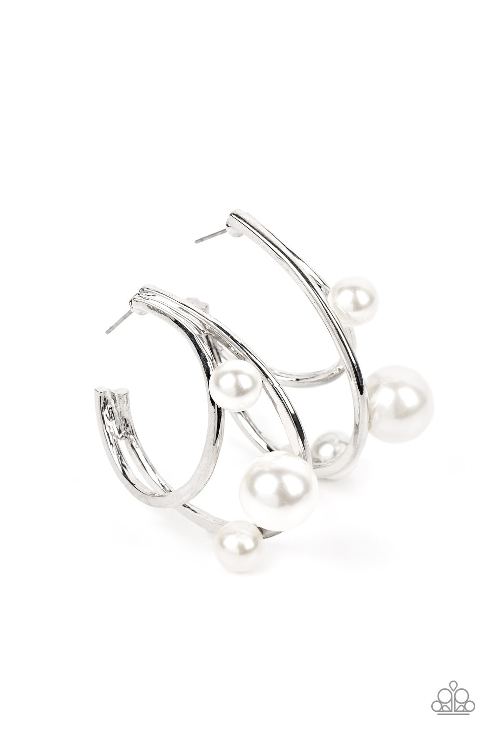 Metro Pier - White Hoop Earring