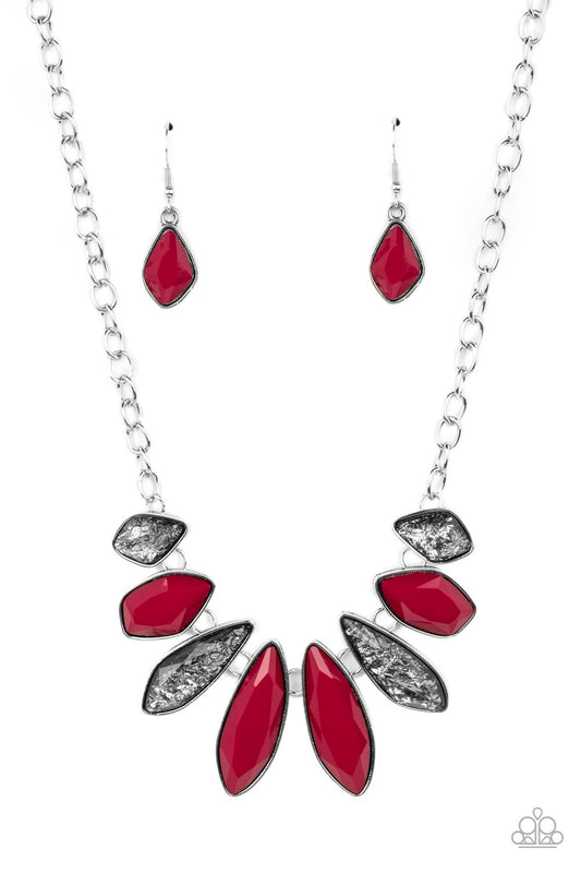 Crystallized Couture - Red Necklace Earring Set