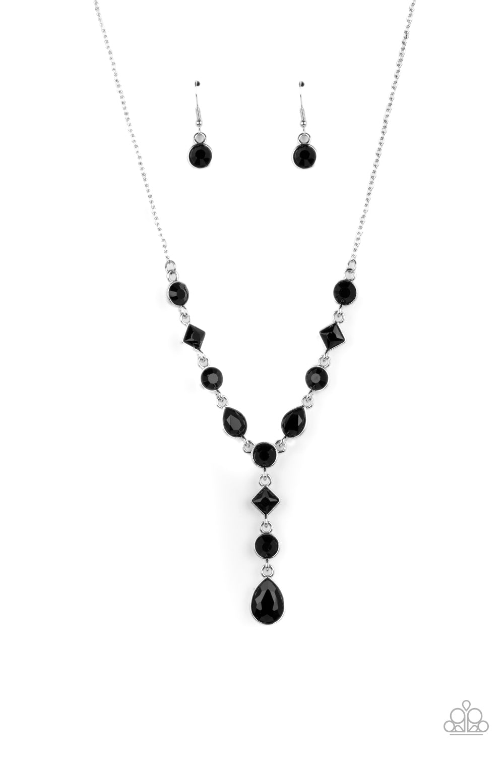 Forget the Crown - Black Necklace Earring Set