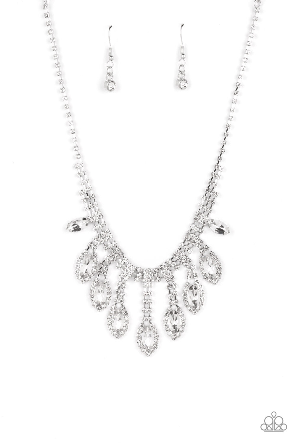 REIGNING Romance - White Necklace Earring Set