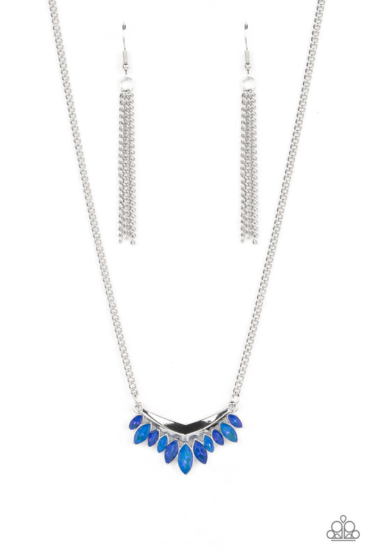 Flash of Fringe - Blue Necklace Earring Set