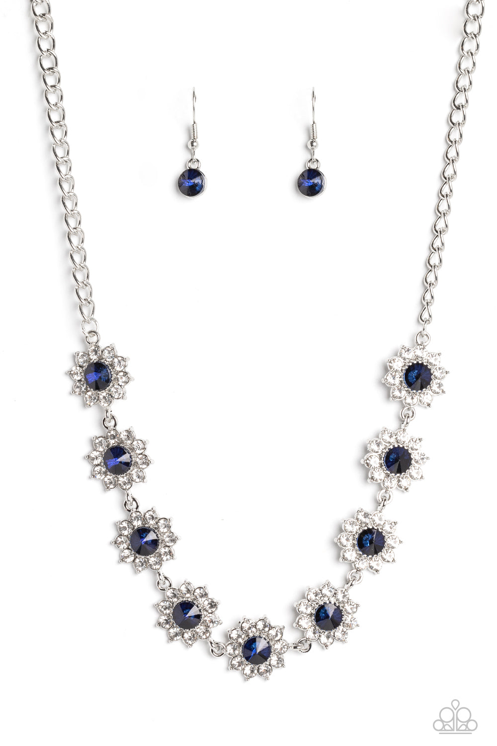 Blooming Brilliance - Blue Necklace Earring Set