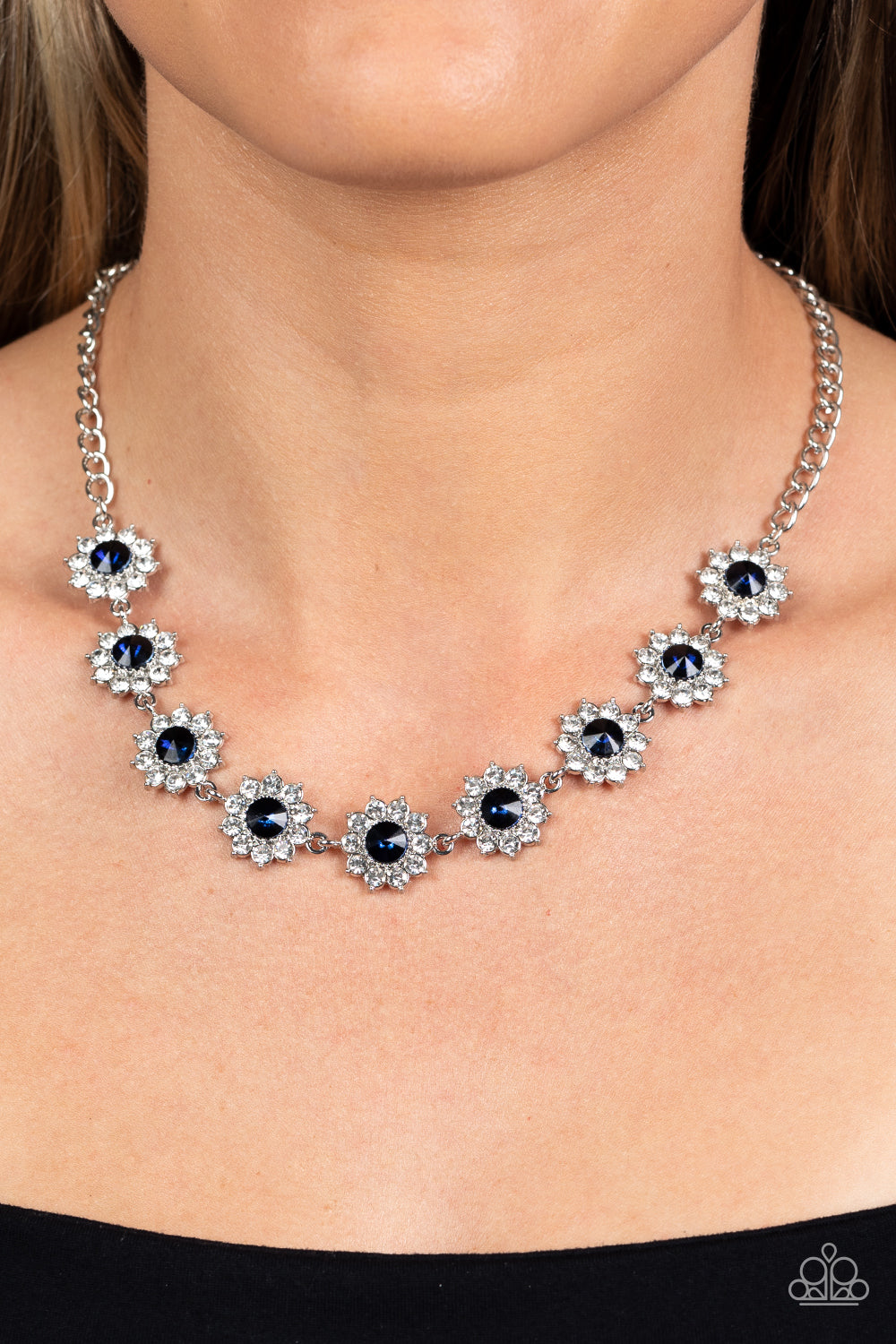 Blooming Brilliance - Blue Necklace Earring Set