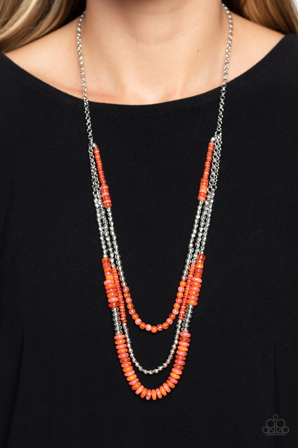 Newly Neverland - Orange Necklace Earring Set