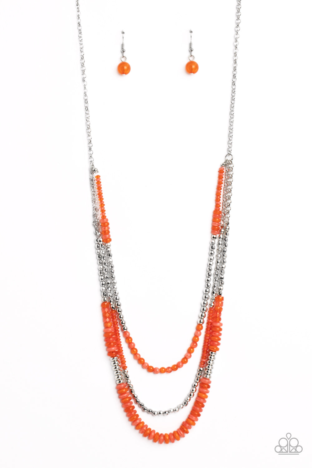 Newly Neverland - Orange Necklace Earring Set