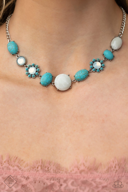 Cowboy Catwalk - Blue Necklace Earring Set