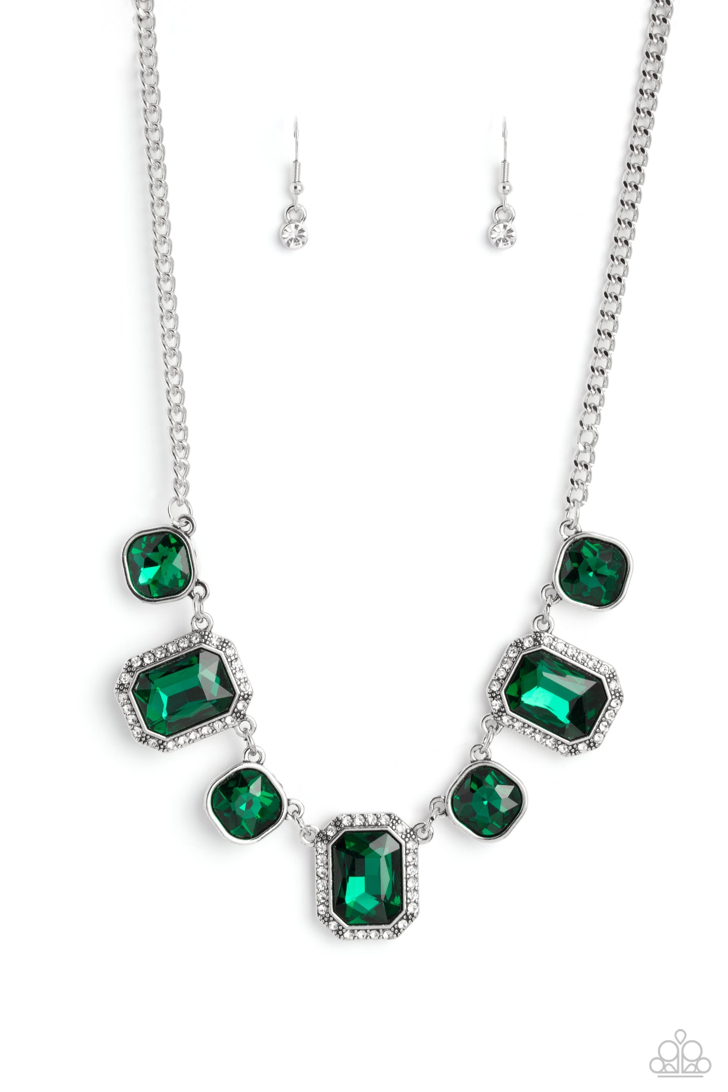 Royal Rumble - Green Necklace Earring Set