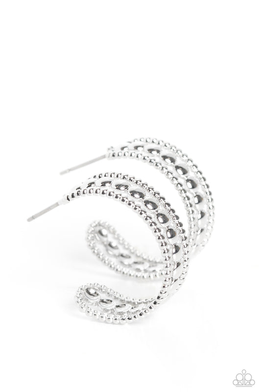 Dotted Darling - Silver Hoop Earrings