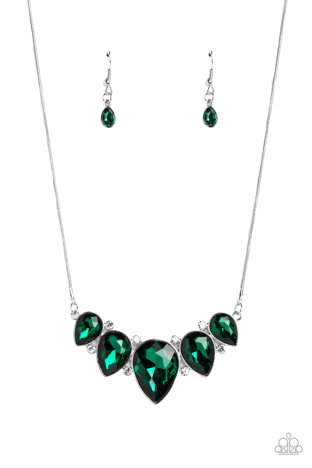 Regally Refined - Green Necklace Earring Set