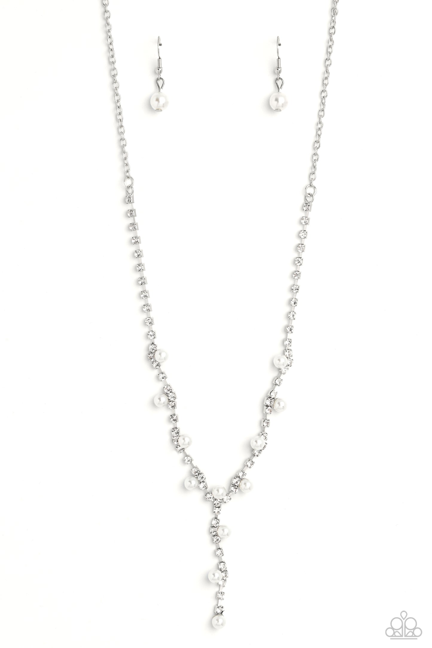 Upper Class - White Necklace Earring Set