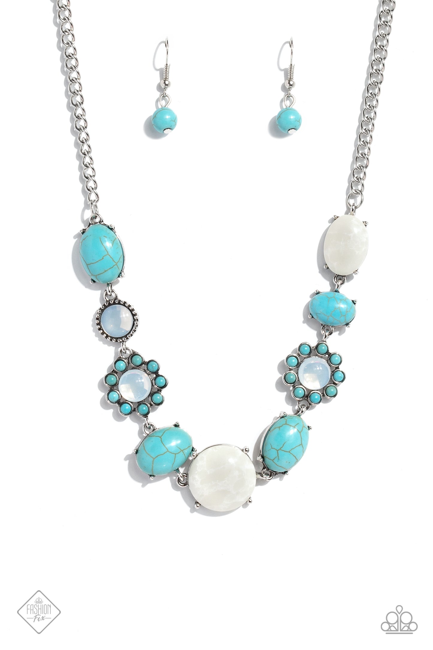 Cowboy Catwalk - Blue Necklace Earring Set