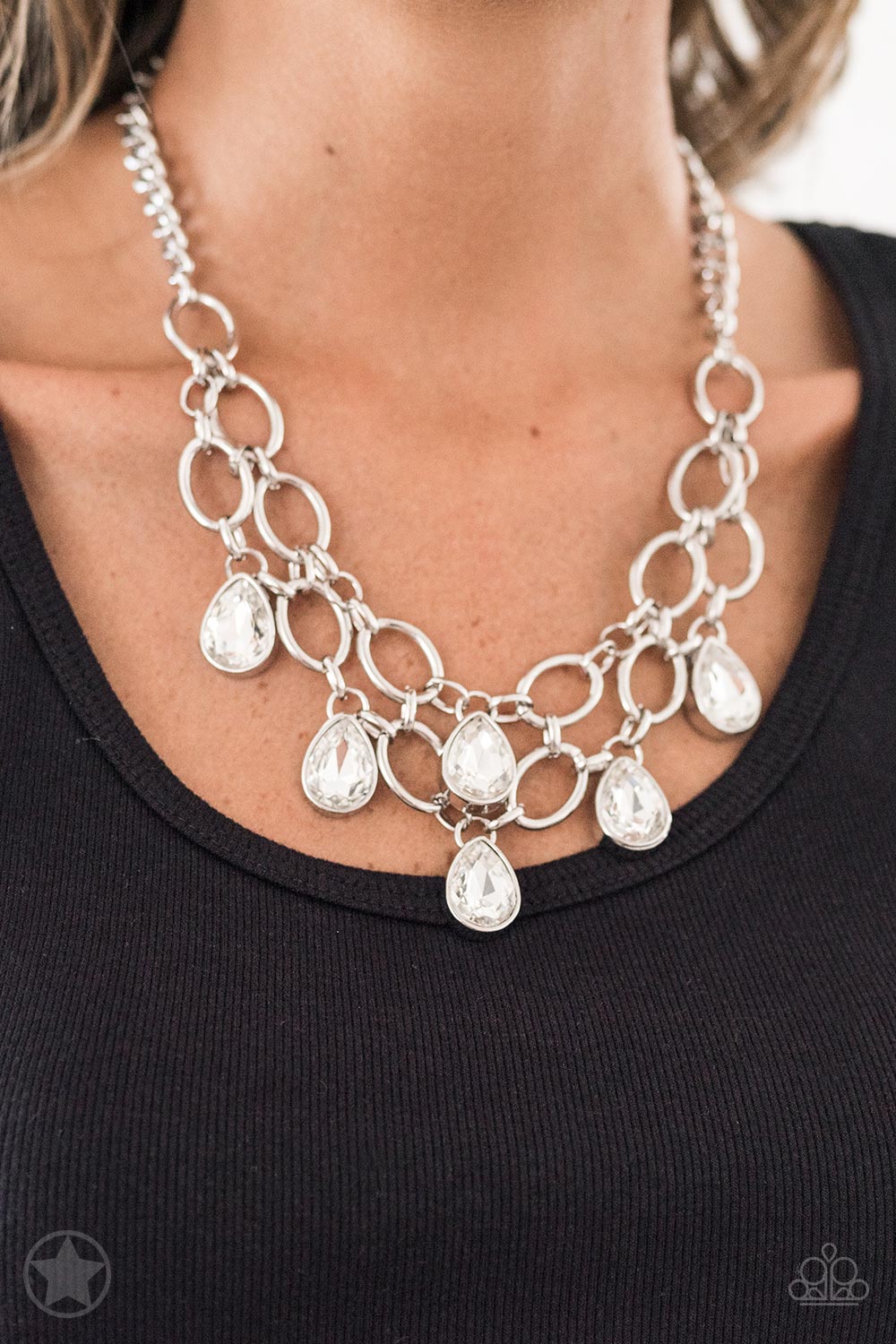 Show-Stopping Shimmer - White Necklace Earring Set