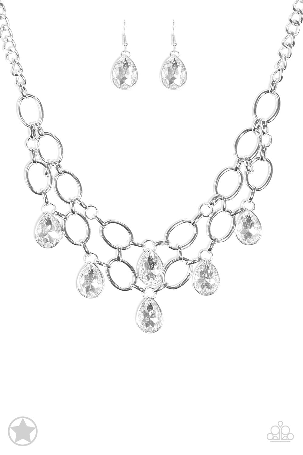 Show-Stopping Shimmer - White Necklace Earring Set