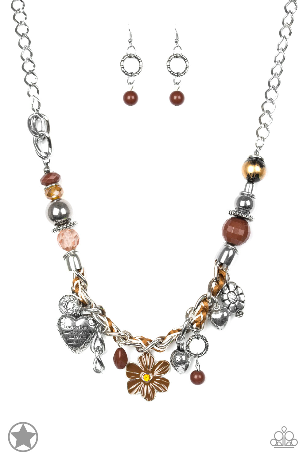 Charmed, I Am Sure - Brown Necklace Earring Set