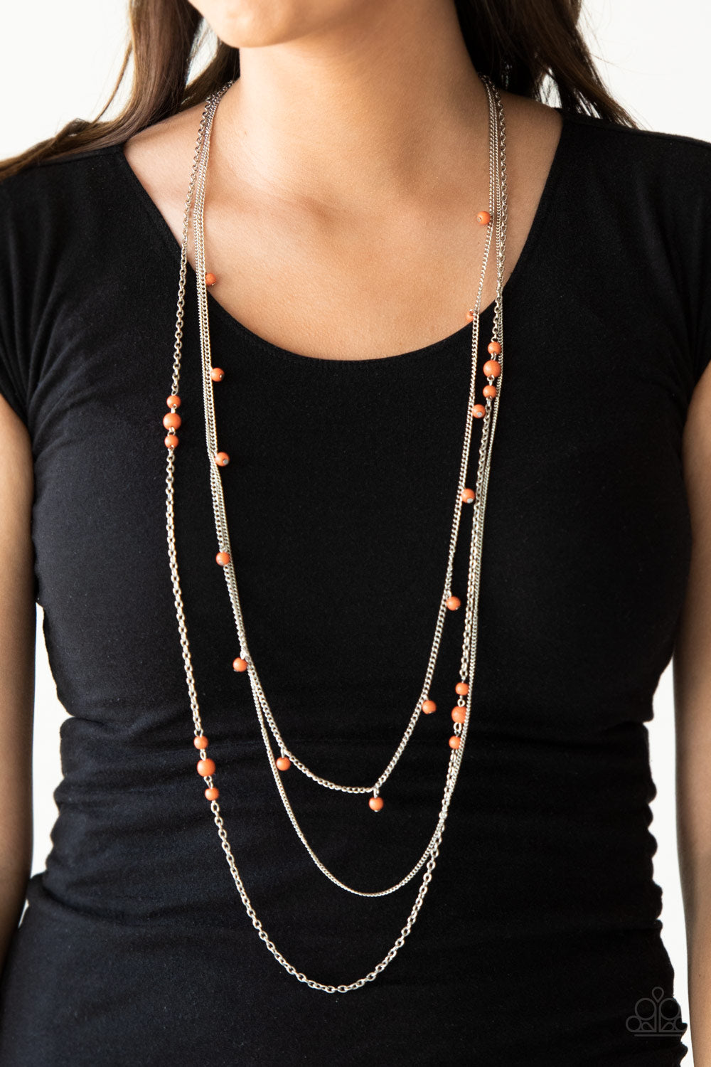 Laying The Grown Work Orange Necklace  Set