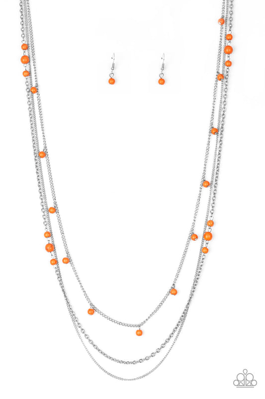 Laying The Grown Work Orange Necklace  Set